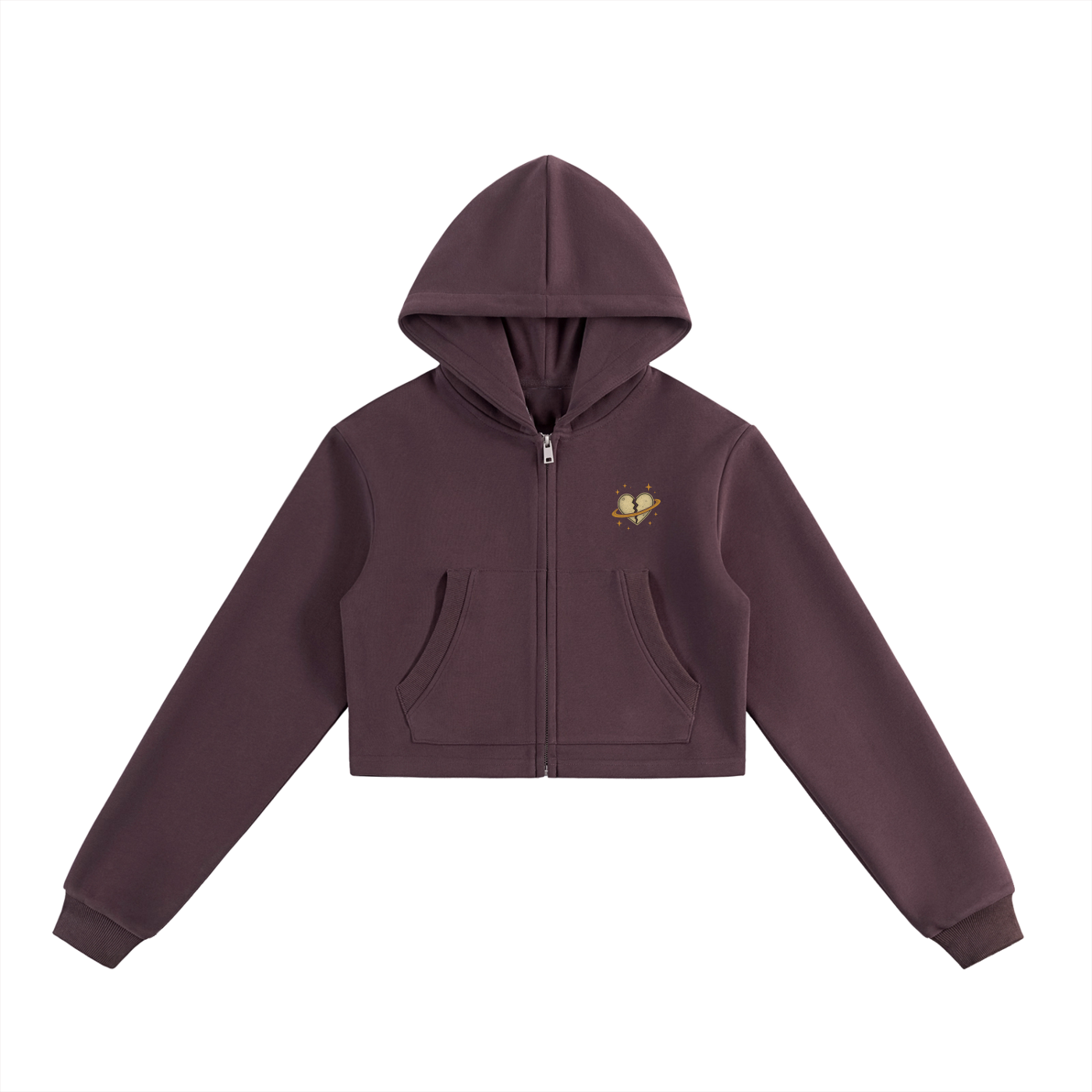 ‘Broken Heart’ Essential Cropped Zip-Up Hoodie